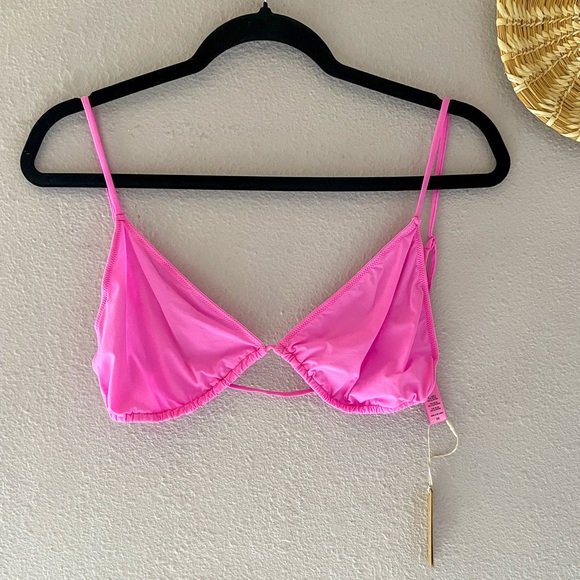 SKIMS Swim Skims Micro Cording String Triangle Bra Neon Orchid